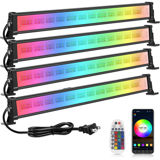 MEIKEE 42W RGB Wall Washer Light, 3350lm, IP66 Waterproof Wash Light Bar with Remote, Color Changing Wash Flood Strip Lighting for Stage Party Wedding Christmas Decoration (4Pack)