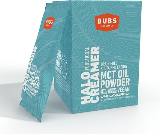BUBS Naturals MCT Oil Powder Packets - Medium Chain Triglycerides - Keto Vegan & Paleo Friendly - Healthy Coconut Fats + Low Carb - Dairy-Free Energy Source - includes 14 Travel Packets