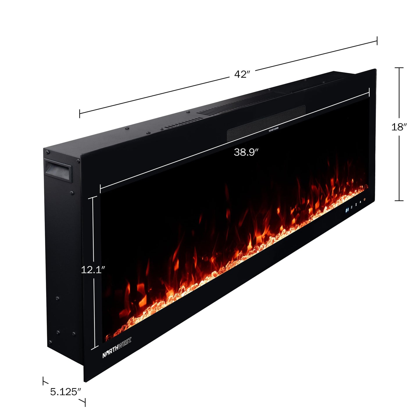 Northwest Electric Fireplace - 42 Inch Wall Mounted Fireplace with Fire Crackling Sounds and Remote to Adjust LED Flames, Timer, Heat, and More