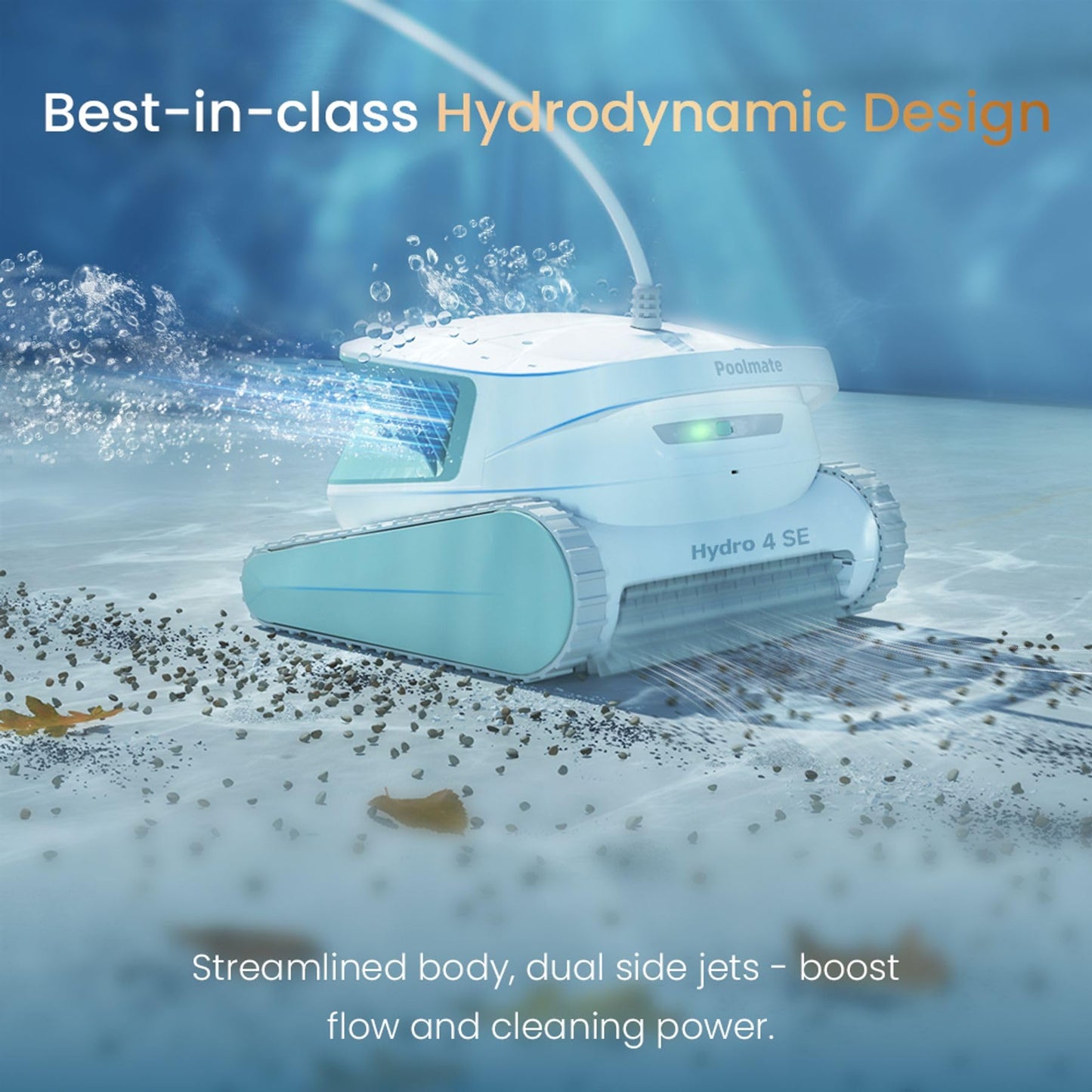 Poolmate Hydro 4 SE Robotic Pool Cleaner – Dual Filtration & Waterline Cleaning, Corded for Heavy-Duty Deep Clean, Smart App Control, Ultra Mode, Auto-Docking