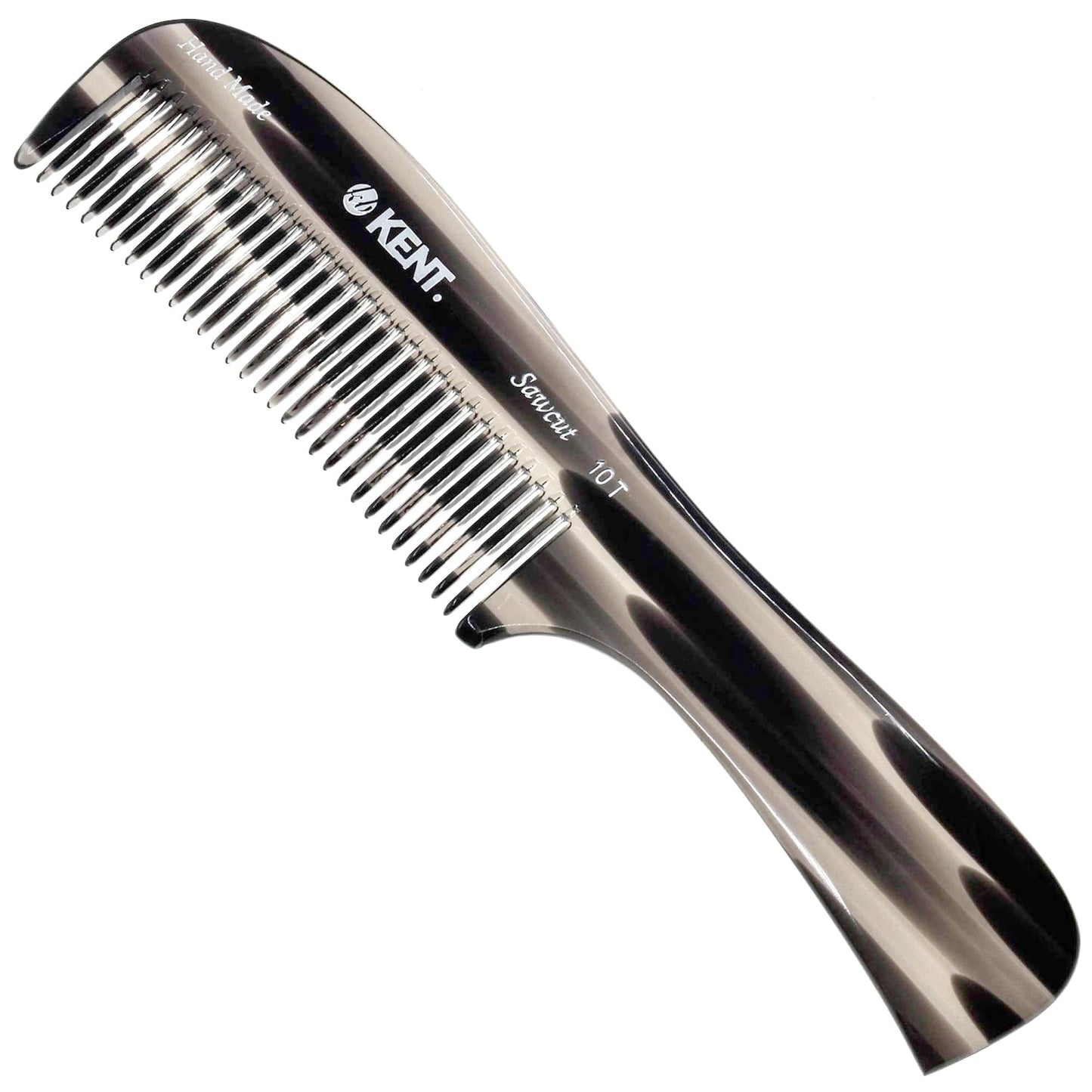 Kent 10T Large Hair Detangler Comb, Handmade Wide Tooth Comb for Curly Hair, Detangling Comb For Wet and Dry Hair, Rake Comb for Women Hair Combs for Thick Hair, Saw-Cut and Hand Polished (Graphite)