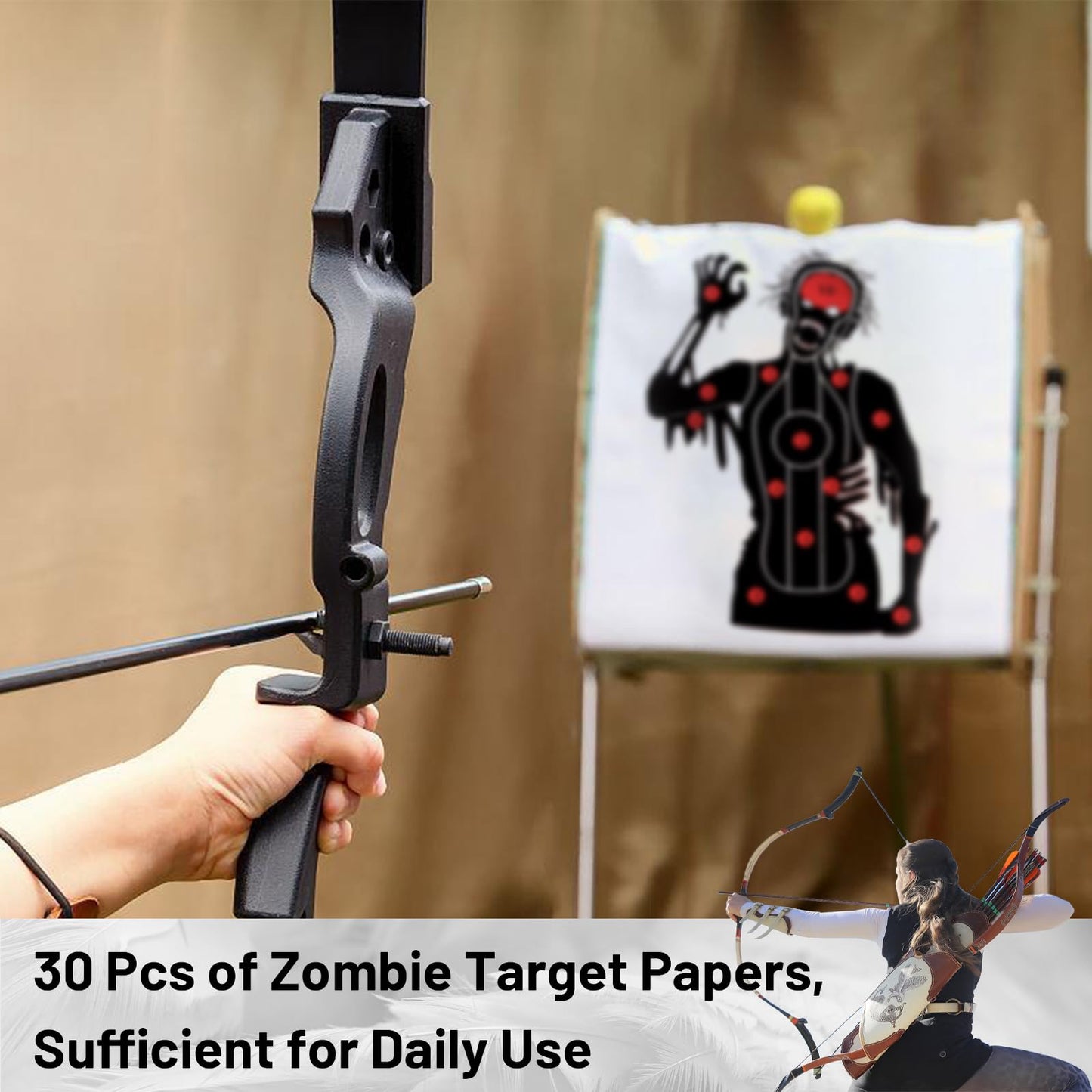 30 Pcs Shooting Targets for The Range - 20 x 12 Inches Zombie Archery Targets Paper, Bow and Arrow Targets Paper for Backyard, for Indoor Outdoor Practice & Shooting (MIX-Clown+Zombie)