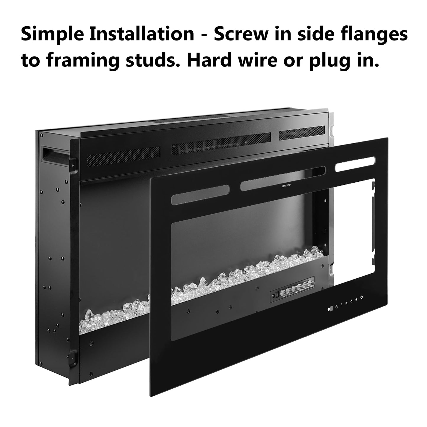 80 inch Ultra-Thin Electric Fireplace, Fireplaces Heater Wall Recessed or Wall Mounted, with Touch Screen Control Panel/Remote Control, Log & Crystal Included - 1500/750 Watt Heater