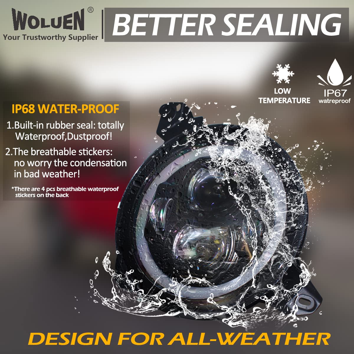 WOLUEN For Je ep JL RGBW Halo Headlights and Fog Lights Combo - Super Bright 9 Inch LED RGB Halo Headlights, 4 inch RGB Fogs For 2018-2023+ Wrangler JL Sahara Rubicon 2020-2023+ Gladiator JT