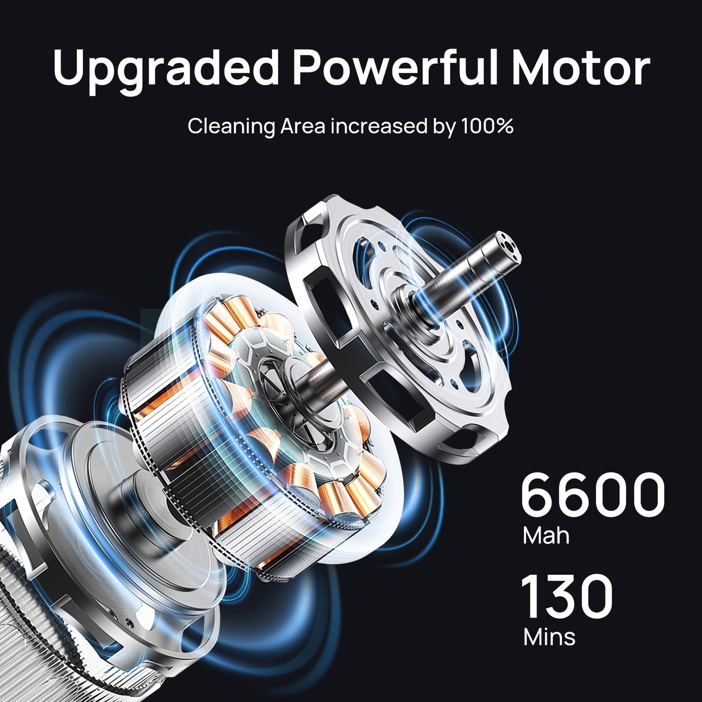 Cordless Robotic Pool Vacuum, Above Ground Pool Vacuum,Powerful Suction&130mins Running Time,6600mAh Battery, Ideal for Flat Above Pools Up to 1300 Sq.ft