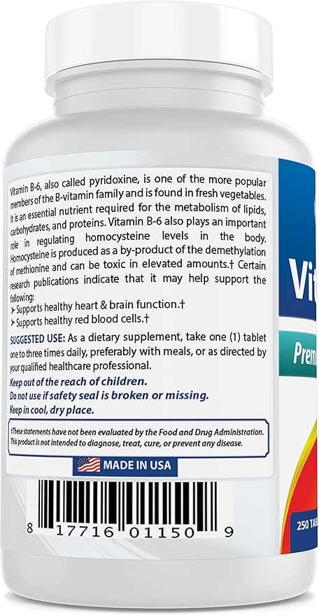 Best Naturals Vitamin B6 25mg 250 Tablets (250 Count (Pack of 3))