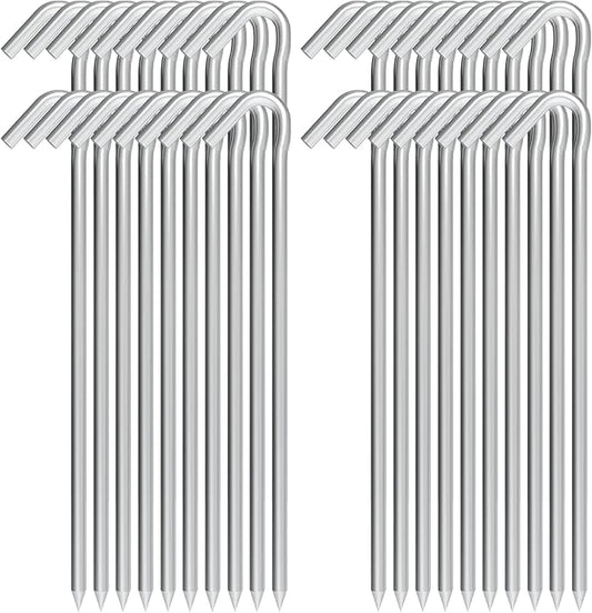 9 Inch Galvanized Tent Stakes Metal Tent Pegs Heavy Duty Steel Yard Camping Stakes Tarp Hooks Inflatables Outdoor Decorations, 40 Pack