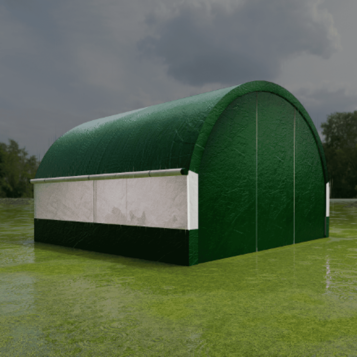 Chery Industrial Large Chicken Coop Metal Chicken Run Dome Shape Walk-in Fence All Covered with PE Cloth, 12.4 ft ×12.4 ft