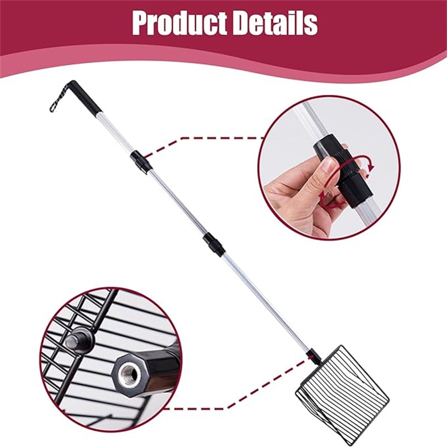 3 in 1 Stretchable Chicken Poop Scooper Chicken Coop Accessories Sifting Shovel for Chicken Coop Chicken Litter Scoop Supplies Separating Poo and Debris from Sand