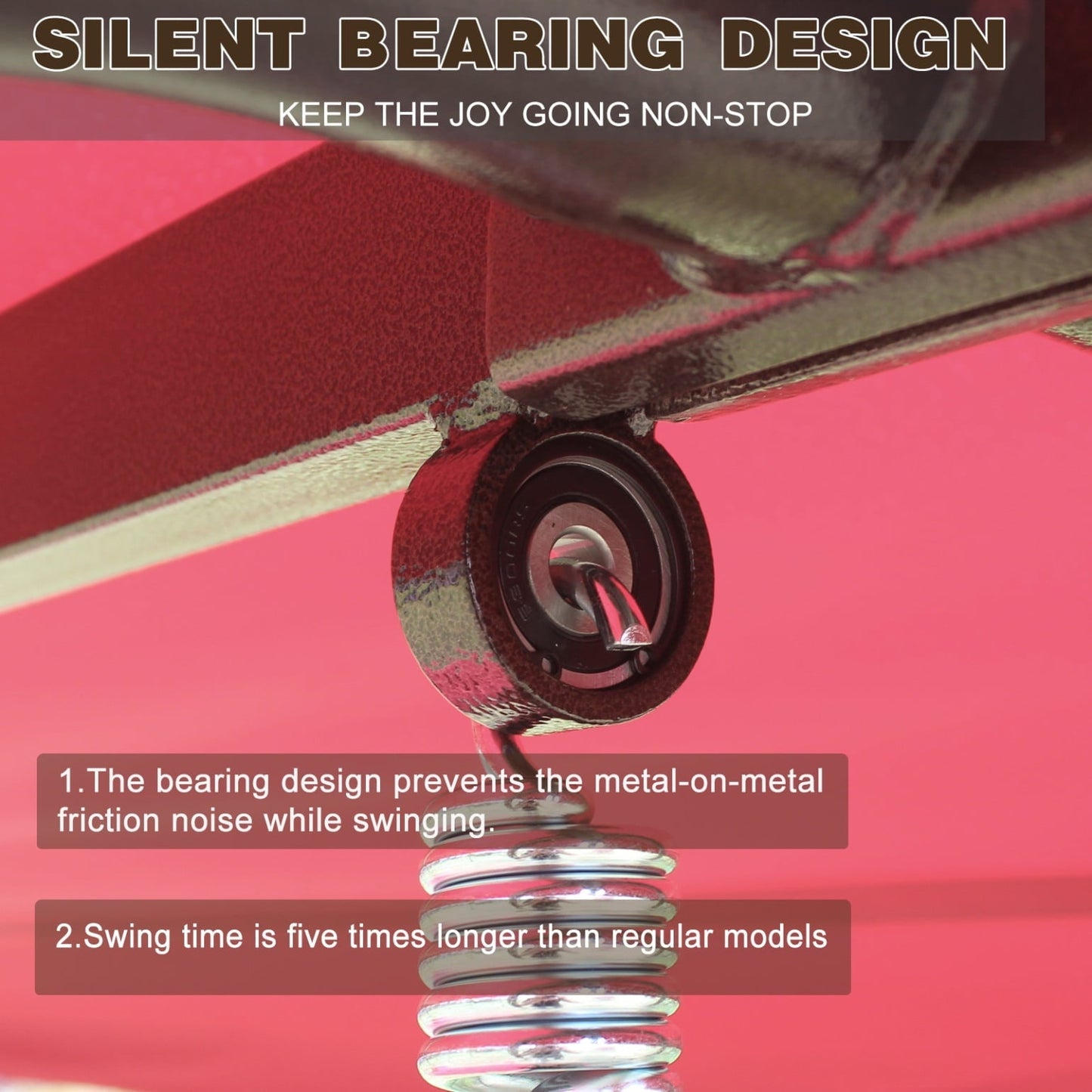 3-Seater Outdoor Patio Metal Swing Chair with Cushion and Adjustable Canopy, Comfortable Leisure Swing Bed with Adjustable Backrest, for Yard, Patio, Garden, Red