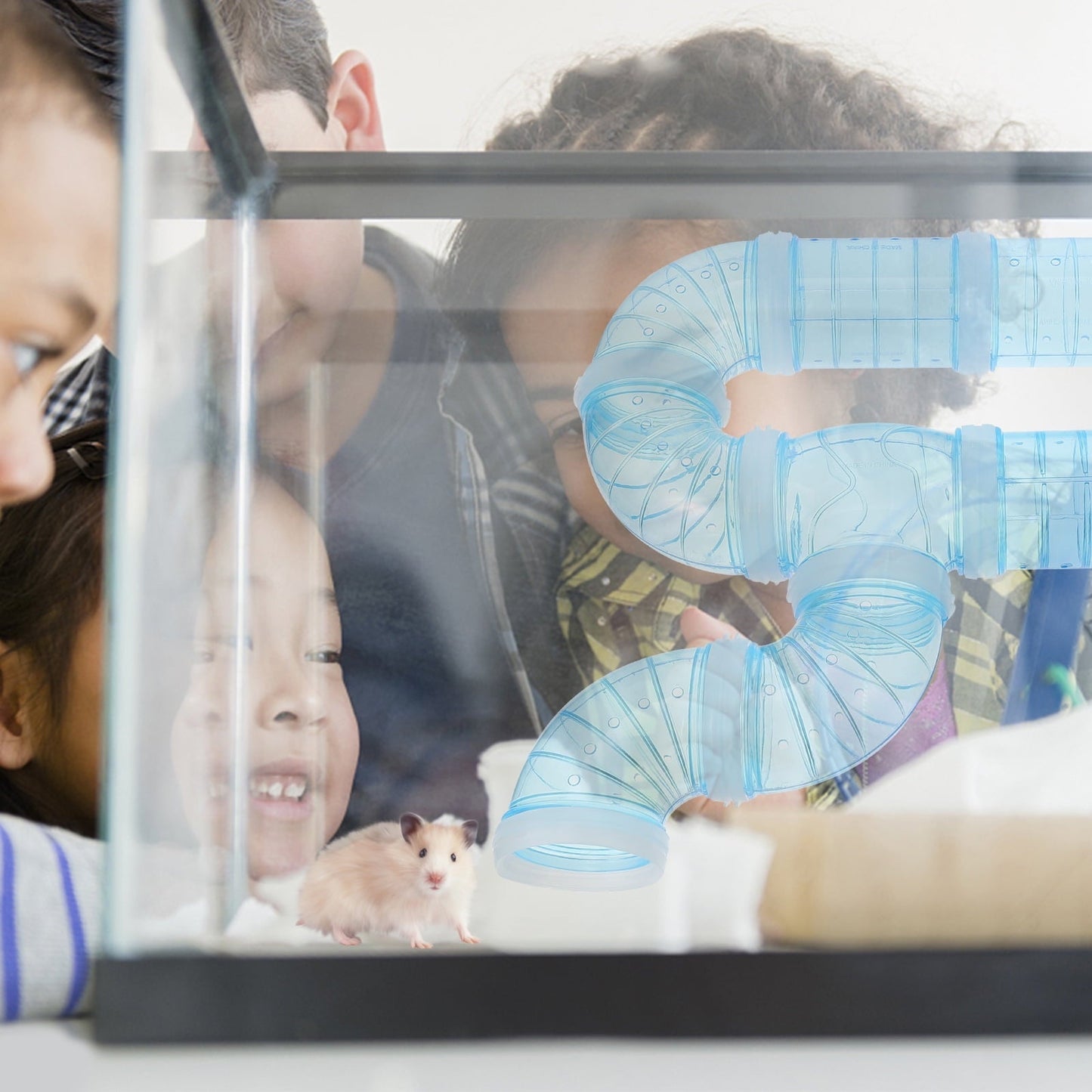 Blue Plastic Hamster Cage Tube for Pet Use DIY Tailored Tunnel Toy Expandable