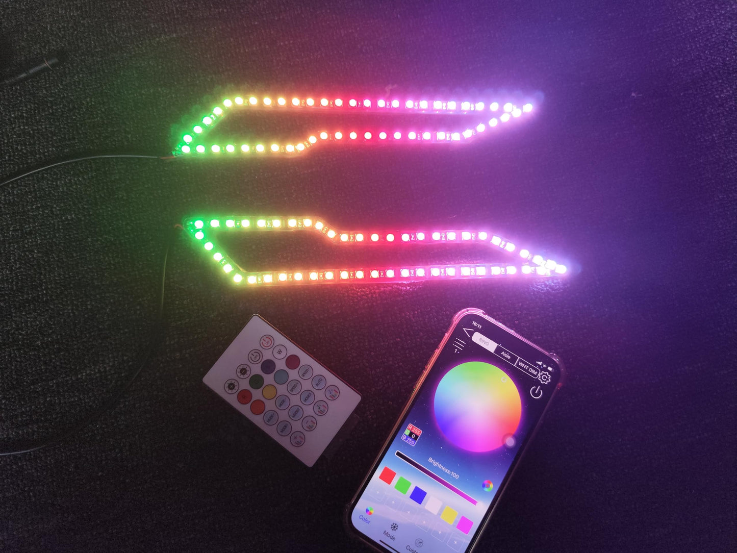 2PCS RGB Dream Color Chasing LED Halo Rings Kit - Angel Eyes Lights with Bluetooth & Remote, Fits 2020-2024 Polaris Slingshot Lower Overlay Lighting Off-Road Attracive Eyes