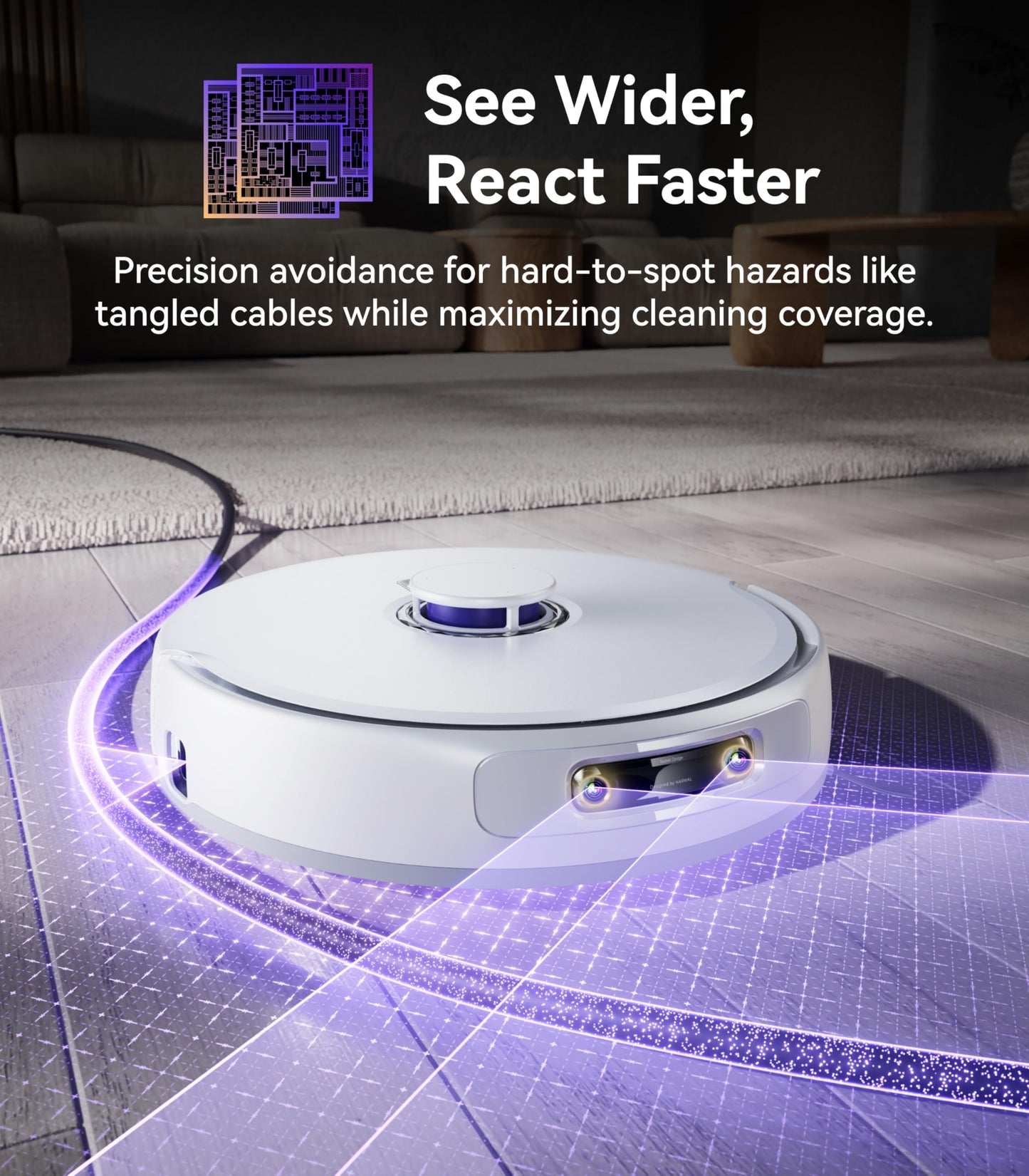 NARWAL Freo Z Ultra Robot Vacuum and Mop Combo, Dual RGB Cameras and Chips, AI Avoidance, 12000Pa Suction, Real-Time Decisions, Adaptive Hot-Water Self Wash & Self Emptying, Pet Hair, Quiet, White