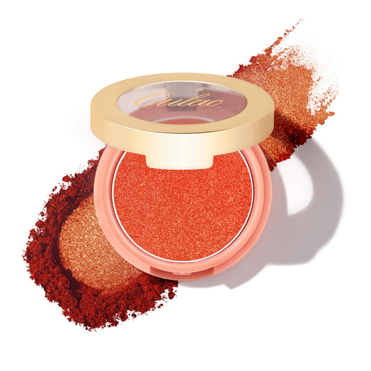 Oulac Orange Luminisers Powdery Blusher for Cheeks Face Glow,Brighten Skin As Highlighter Makeup, Shimmer Blusher,Buildable and Vegan Cosmetics,4.8g F10 Tangerine Tango