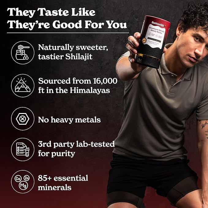 Better Alt Pure Himalayan Shilajit Cinnamon Honey Sticks with Organic Honey, Saffron | Easy to Consume Shilajit| 30 Sticks for Energy Boost & Immune Support, 85+ Trace Minerals, 75%+ Fulvic Acid