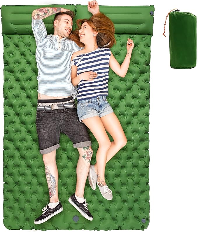 Sleeping Pad for Camping, Ultralight Self Inflating Camping Mat Camping Mattress with Pillow, 78''X47''/78''X27'', Built-in Foot Pump, Camping Pad Air Mattress for Backpacking, Hiking, Traveling, Tent