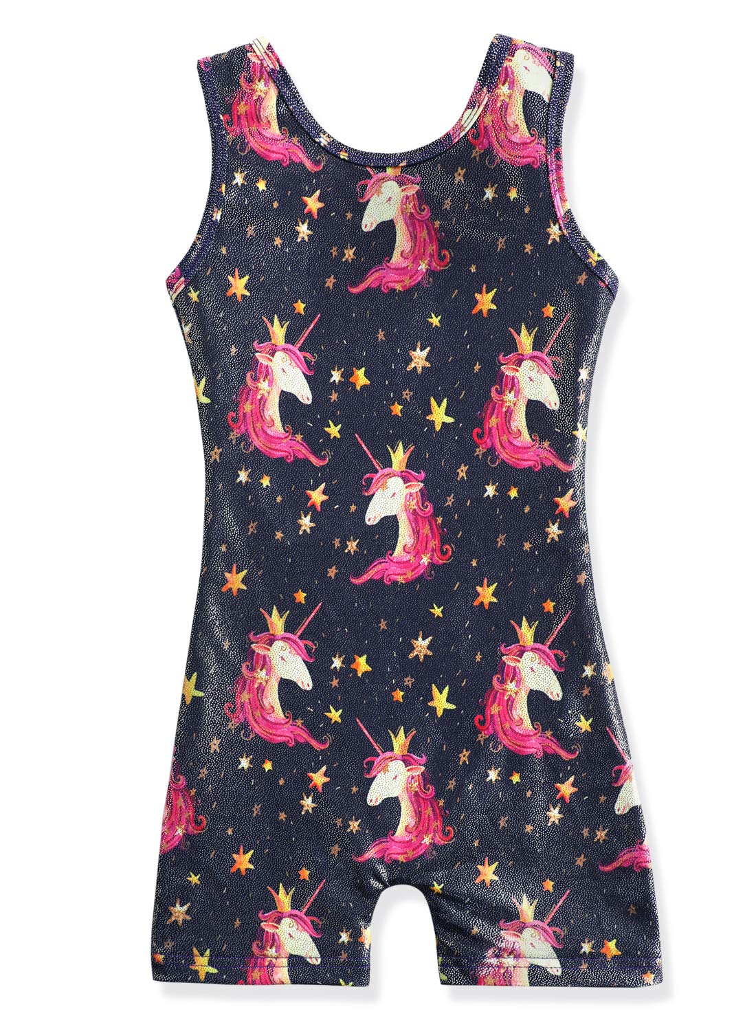 HOZIY Leotards for Girls Gymnastics With Shorts 7-8 Years Old Size 7/8 7 8 Unicorn Crown Sparkles Black Dark Blue