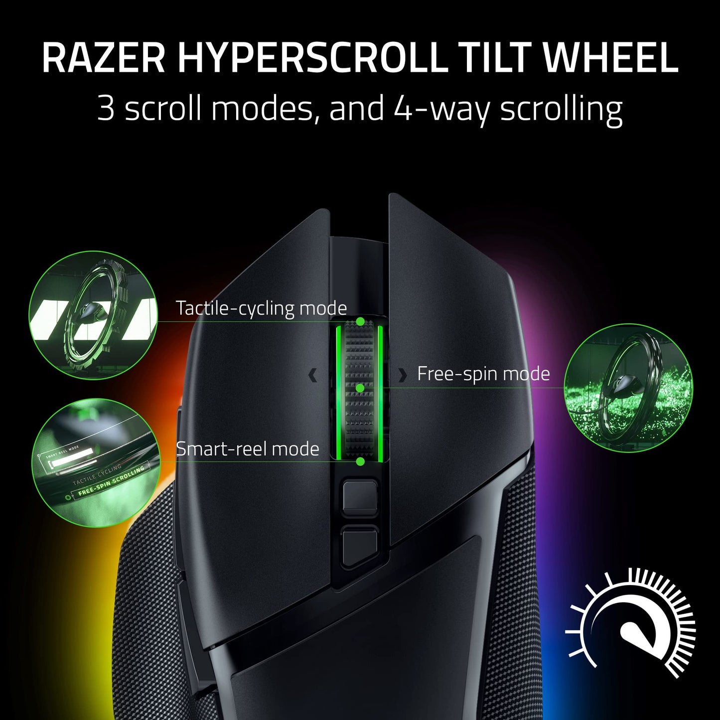 Razer Basilisk V3 Pro Wireless Gaming Mouse: HyperScroll Tilt Wheel - 30K DPI Optical Sensor - Gen-3 Optical Switches - 13-Zone Chroma RGB - 13 Programmable Controls - 3 Connection Modes - Black