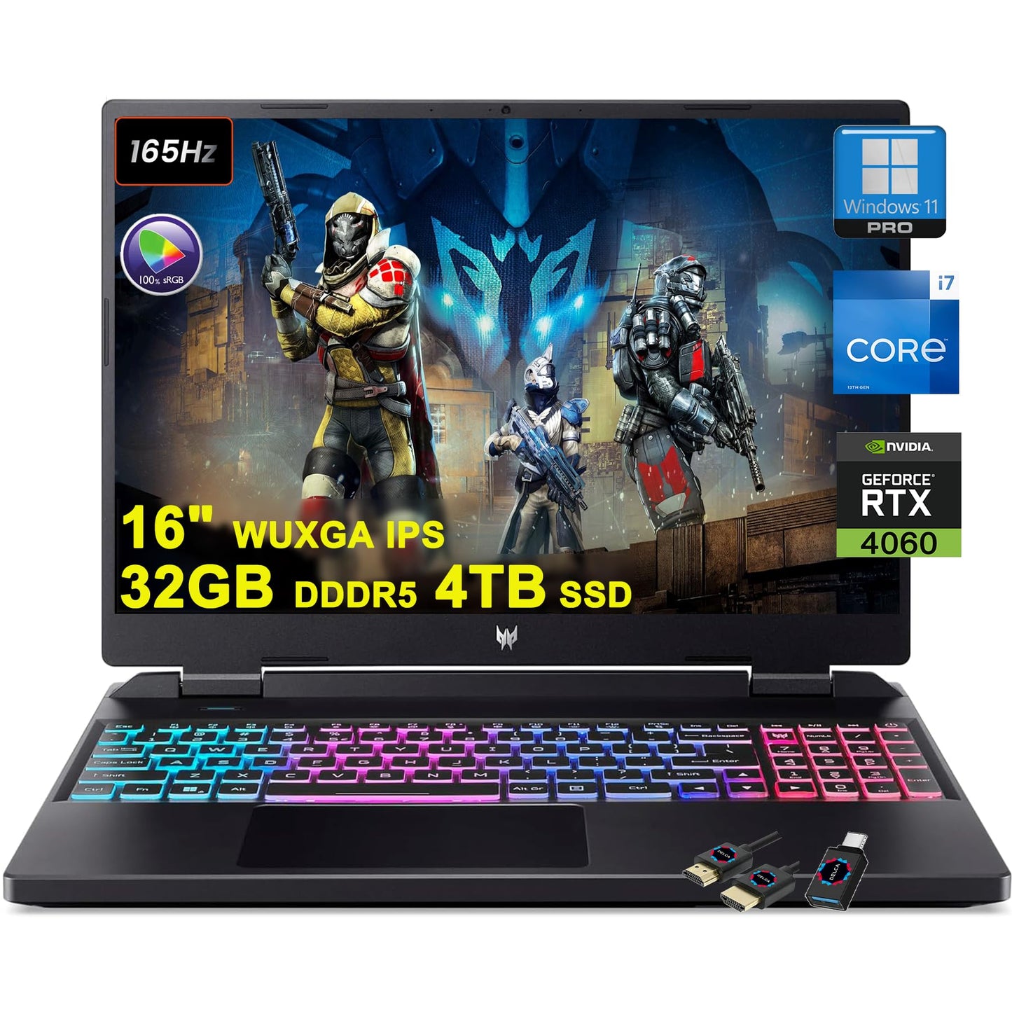 acer Predator Helios Neo 16 Gaming Laptop | 16" WUXGA IPS 165Hz 100% sRGB | Intel 14-Core i7-13650HX | 32GB DDR5 4TB SSD | GeForce RTX 4060 8GB | RGB Backlit Killer AX1650 Win11Pro w/DLCA Accessory