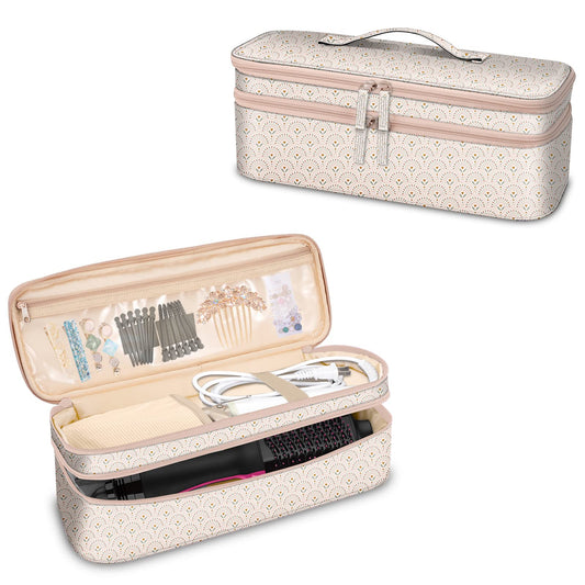 SITHON Double-Layer Travel Carrying Case for Shark FlexStyle/SmoothStyle, Water Resistant Storage Organizer Bag for Airwrap Styler, Also for Revlon One-Step Hair Dryer (Bag Only) (Heart Arch)