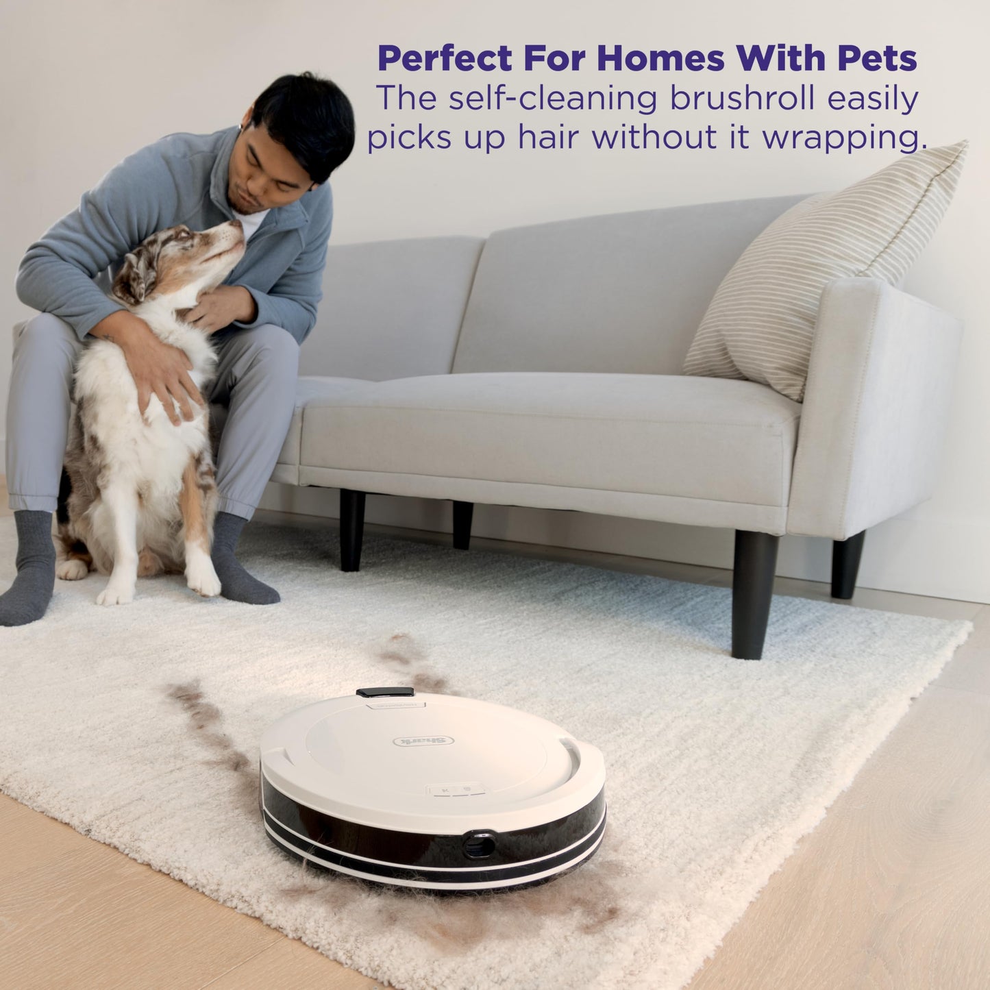 Shark Navigator Robot Vacuum with Bagless 30-Day Capacity Self-Empty Base, Powerful Suction, SmartPath Navigation, Self-Cleaning Brushroll, for Carpets & Hard Floors, White, AV2110S