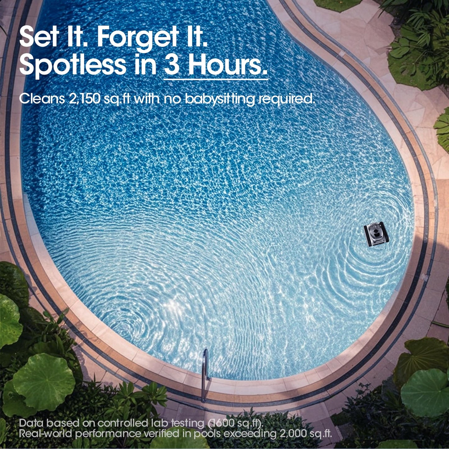 Nepturox Cordless Robotic Pool Cleaner, Pool Vacuum 180W Brushless Motor, 45000Pa Suction, Wall & Waterline Climbing, Auto Path Mapping, for Inground & Above-Ground Pools up to 2150 Sq. Ft.