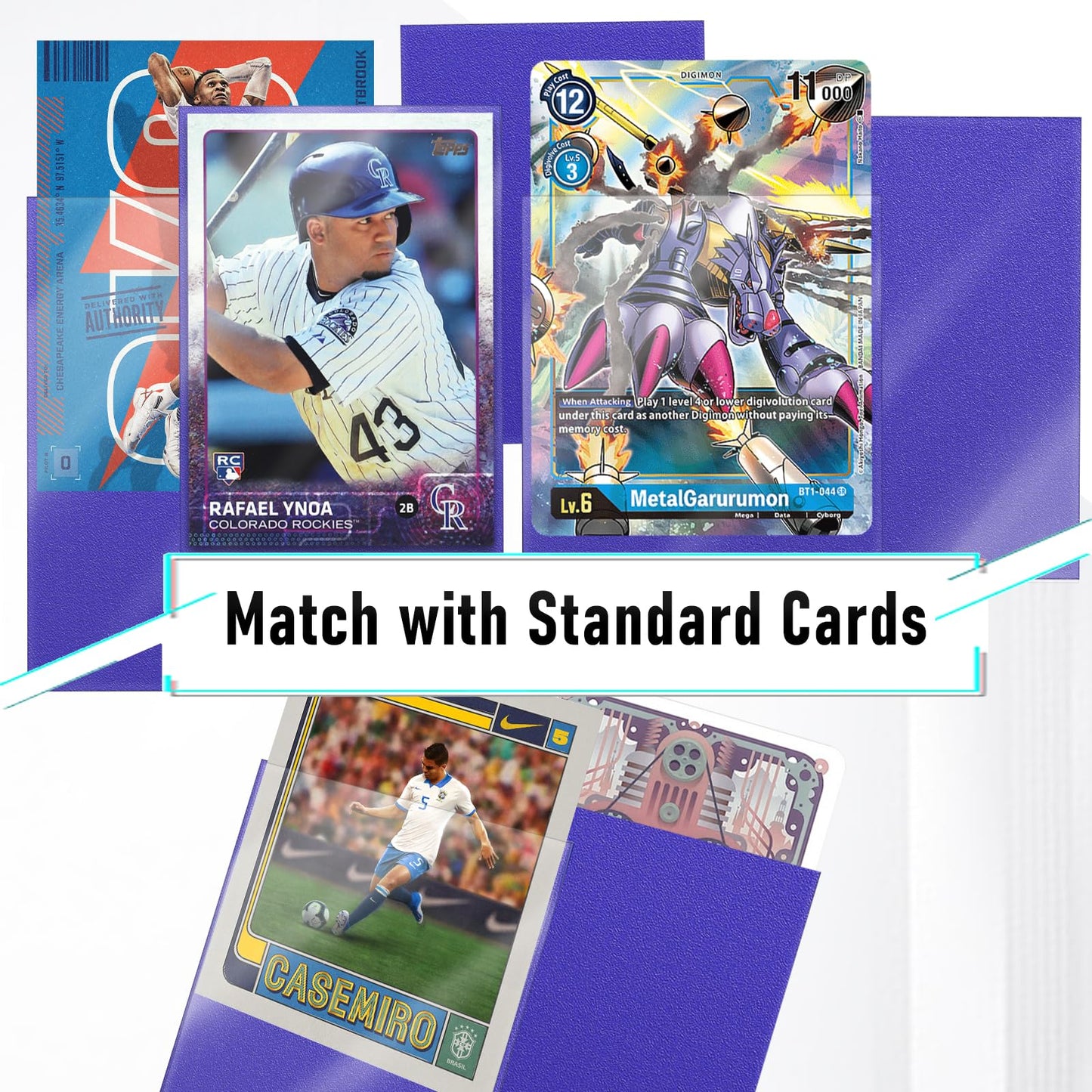 500 Pcs Card Sleeves for Trading Card, Matte Card Sleeves Deck Card Protectors Compatible with Baseball Cards, Sports Cards, Game Cards (Blue)