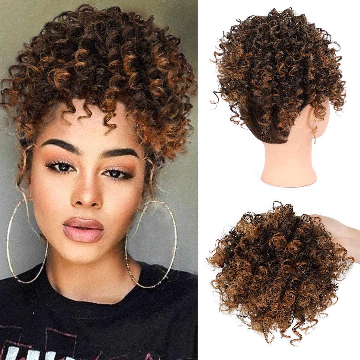 DOROJJ Curly Drawstring Ponytail Extension for Black Women Curly Ponytail Extension Drawstring Ponytail Curly Hair Extensions Ponytail Extensions for Women Drawstring Ponytail Curly Extension