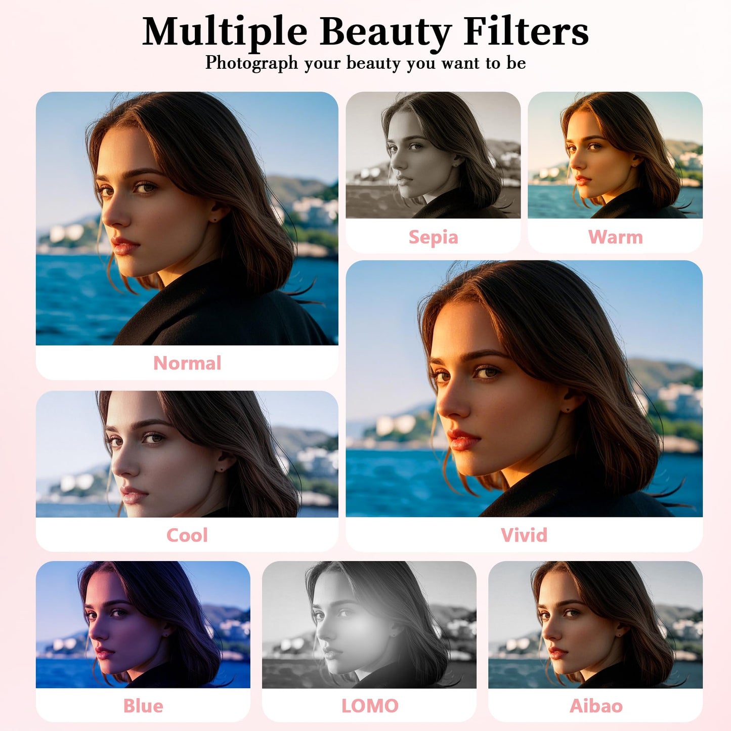 GWAEPU 4K Compact Digital Camera: 64MP Point and Shoot Cameras for Photography 18X Zoom Portable Small Vlogging Camera with 32GB TF Card 2 Batteries & Leather Case for Beginners Teens Students Pink