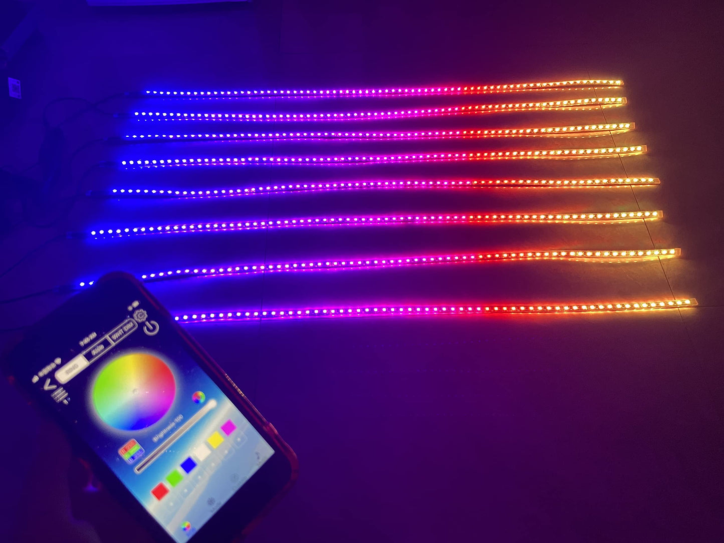 8PCS 6.5FT 2Meters 78" Dream Color Chasing Flow Series LED Strobe Flash Breath Strips Lights for Polaris Slingshot Golf Cart Ryker Spyder Lighting Kit Underglow Hood Lights Strips Bluetooth + Remote