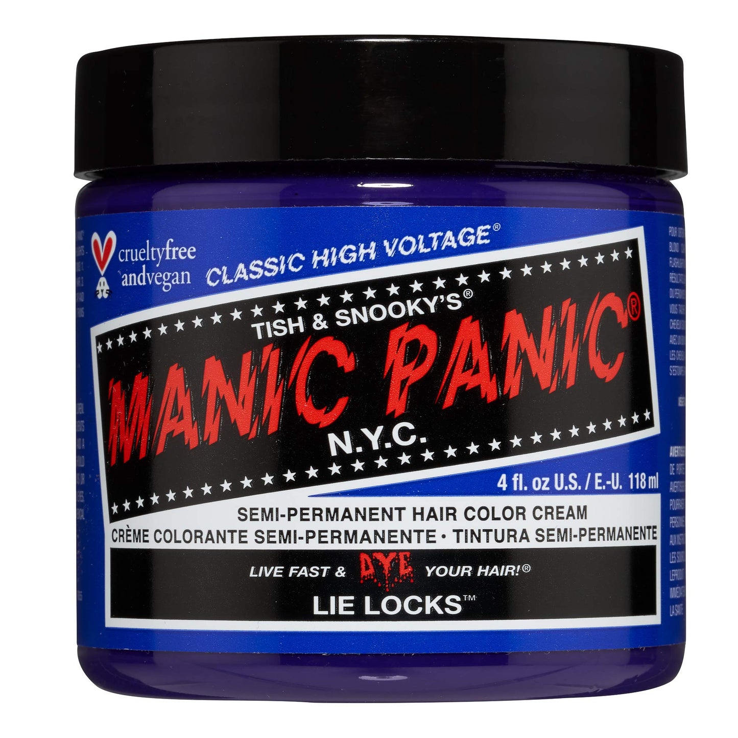 MANIC PANIC Classic Lie Locks Semi Permanent Hair Color - Medium Indigo Purple Hair Dye for Women & Men That Lasts 4-6 Weeks - Vegan, Ammonia & Cruelty-Free - Create & Mix Custom Shades (4oz)