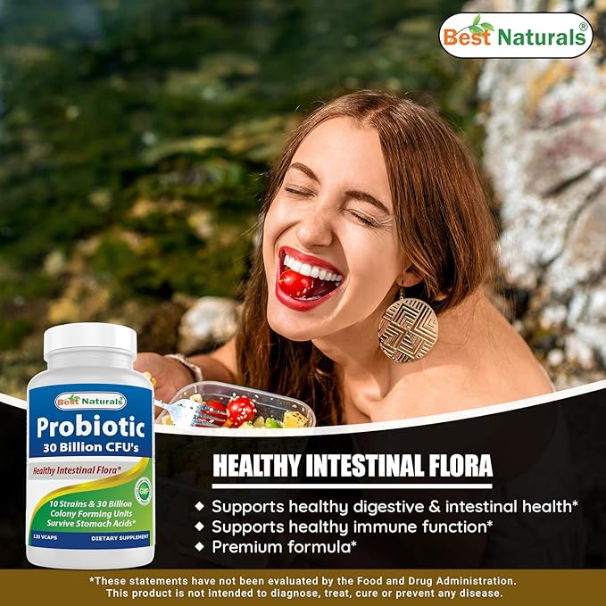 Best Naturals Probiotic 10 Strains 30 Billion Shelf Stable 120 Veggie Caps (120 Count (Pack of 2))