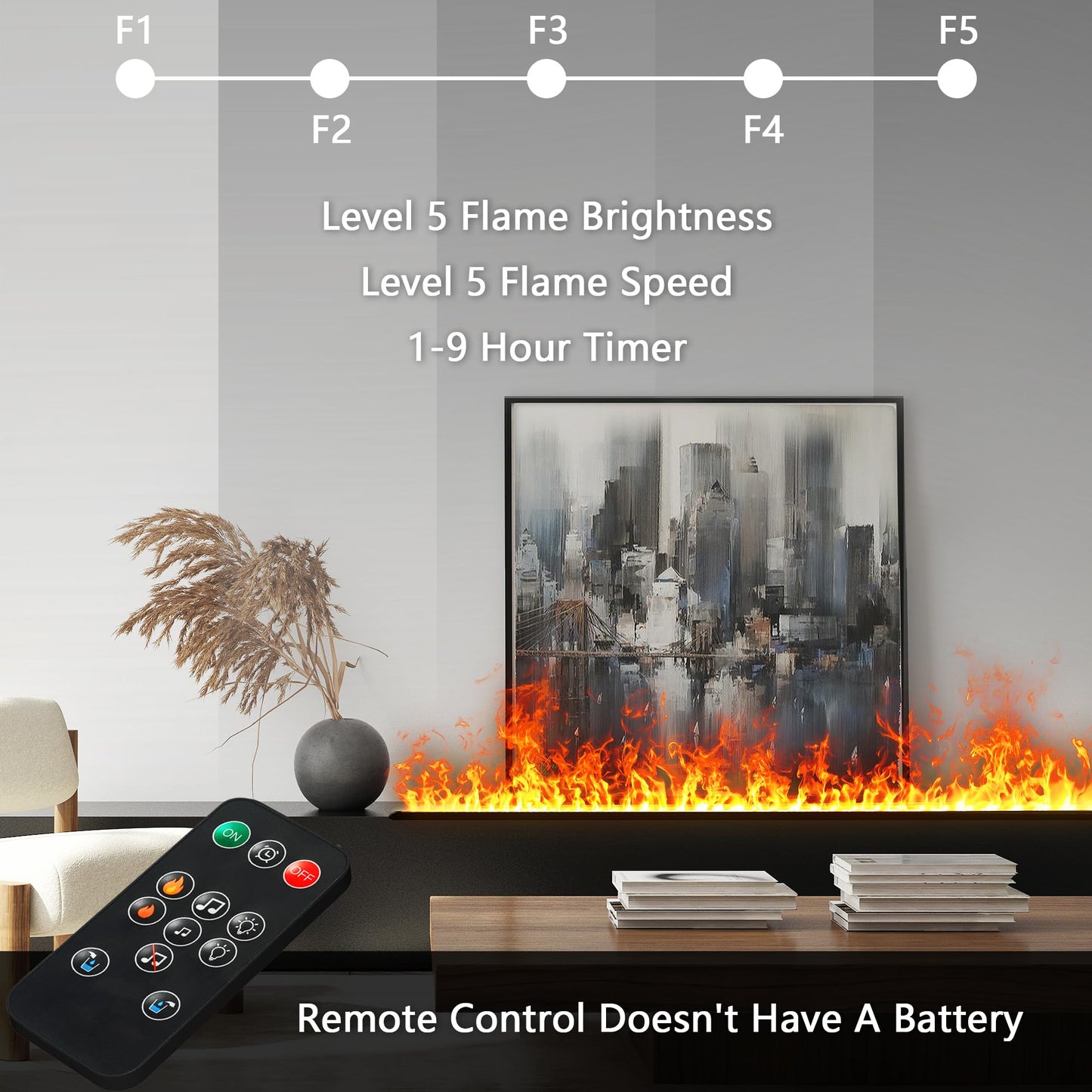 Water Vapor Fireplace Recessed Realistic Atomized Flame, Electric Fireplace with Manual Water Control and Remote Control,with 5ft Power Cord,Size: L31.5 x W7.87x H8.27 in