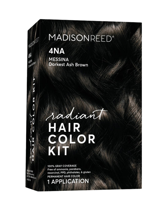 Madison Reed Radiant Hair Color Kit, Darkest Ash Brown for 100% Gray Coverage, Ammonia-Free, 4NA Messina Brown, Permanent Hair Dye, Pack of 1