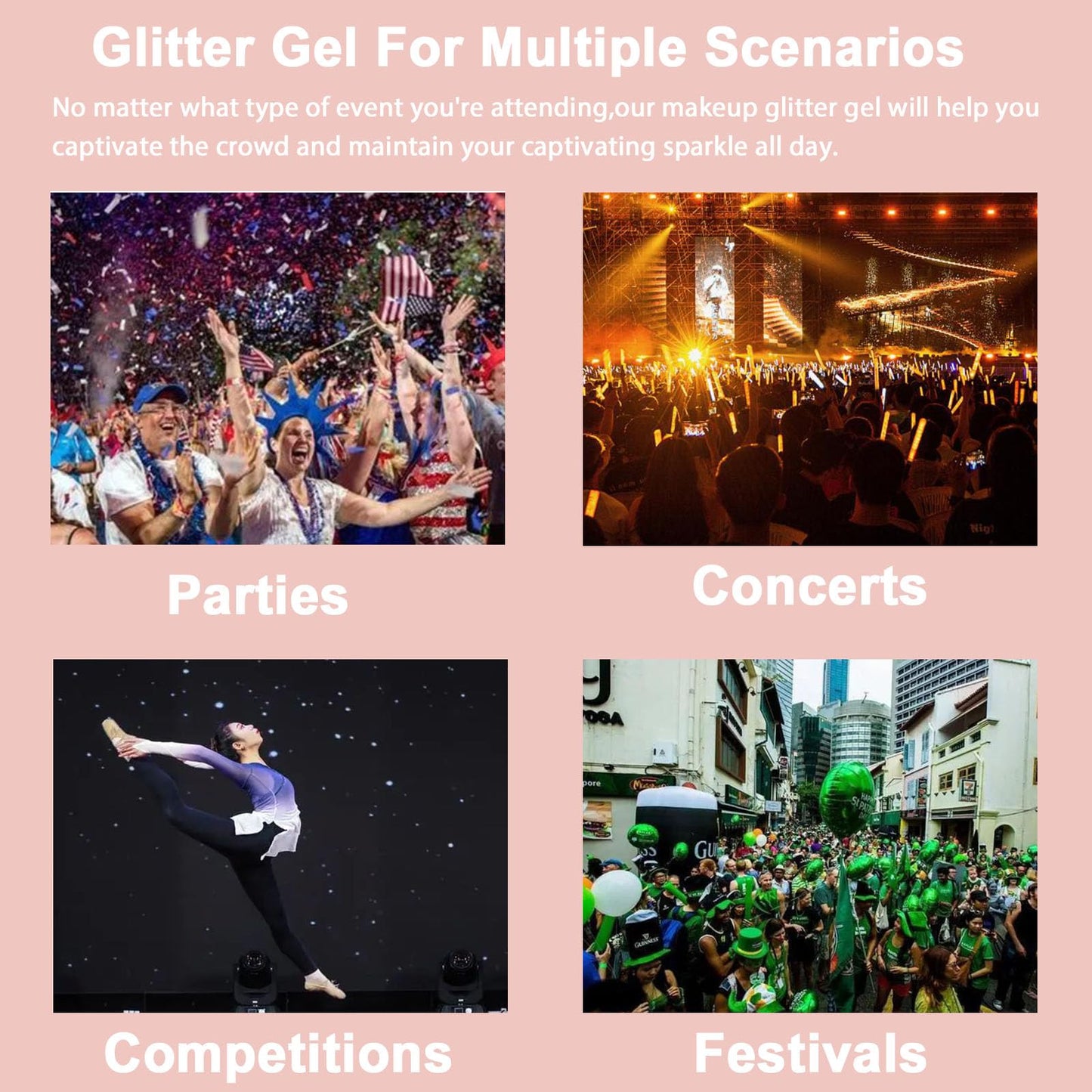 Boko 50ML Body Glitter Gel, Gold Mardi Gras Mermaid Chunky Glitter Gel for Face Hair Body Sparkle Makeup, Cosmetic Face Glitter Sequins for Mardi Gras Concert Party Event Rave Accessories