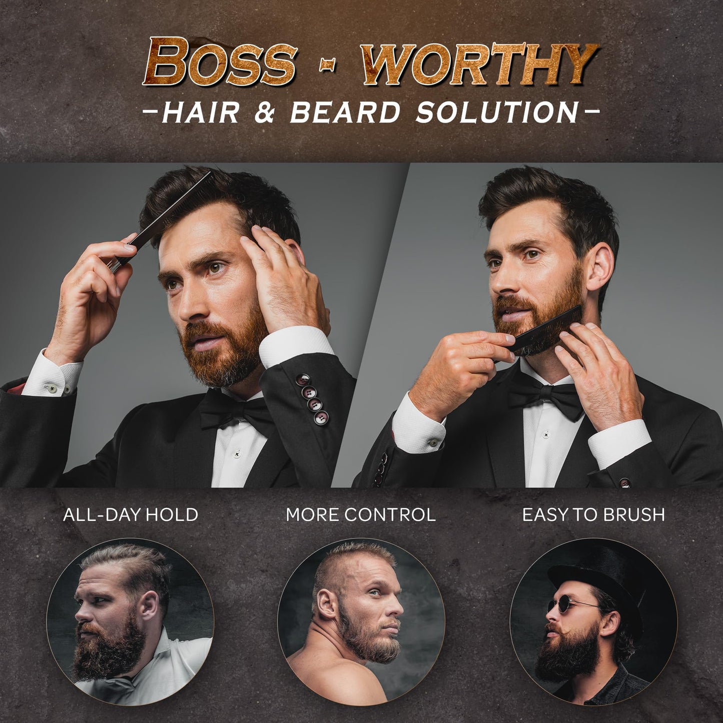 Bossman Hair & Beard Pomade for Men (Hammer Scent) – Medium Hold & Moisturizing for Hair, Beard & Mustache Styling – Made in USA