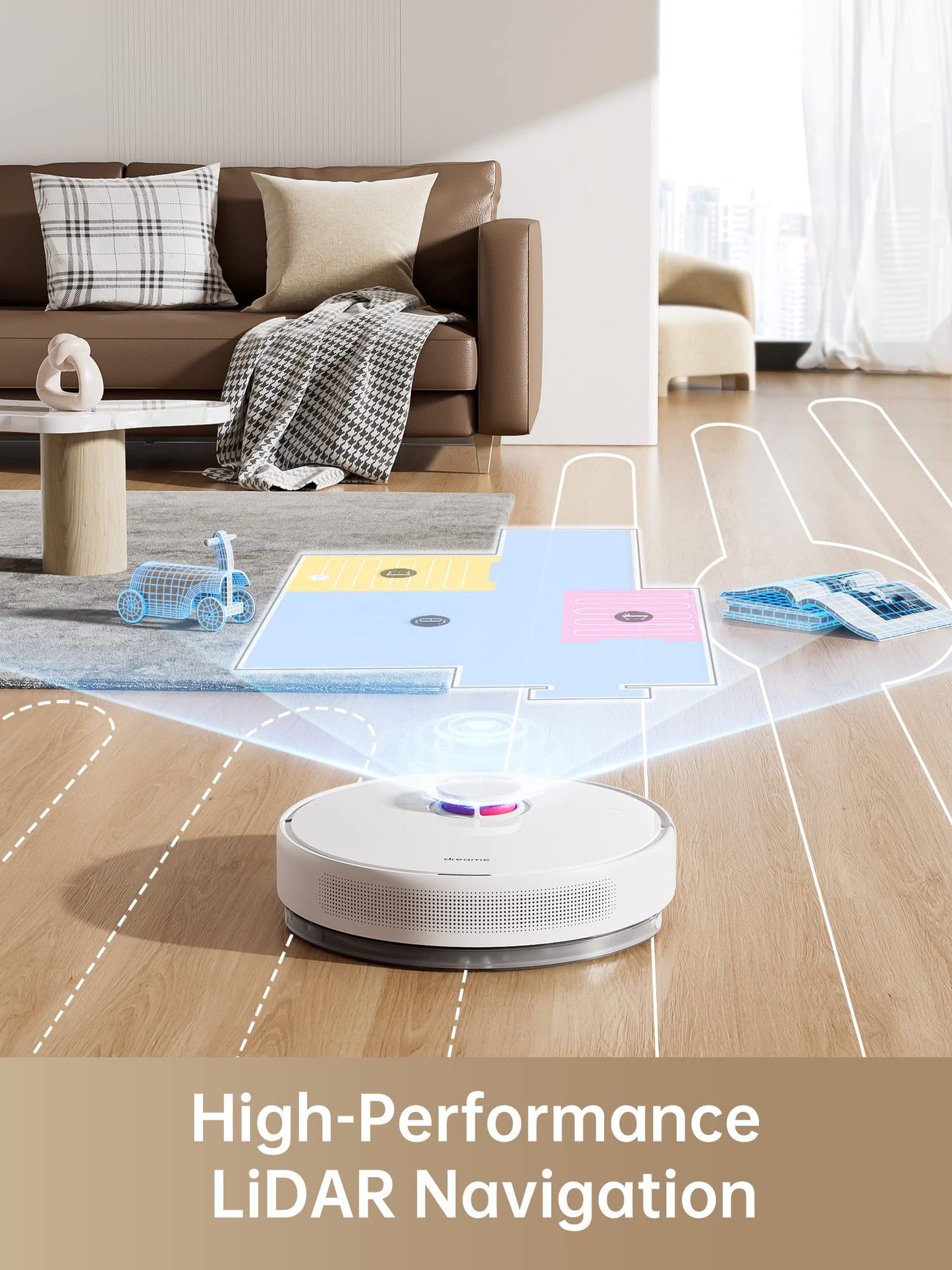 dreame D10 Plus Robot Vacuum and Mop with Self-Emptying Base for 45 Days of Cleaning, Robotic Vacuum with 4000 Pa Suction and LiDAR Navigation, Compatible with Alexa, Wi-Fi Connected