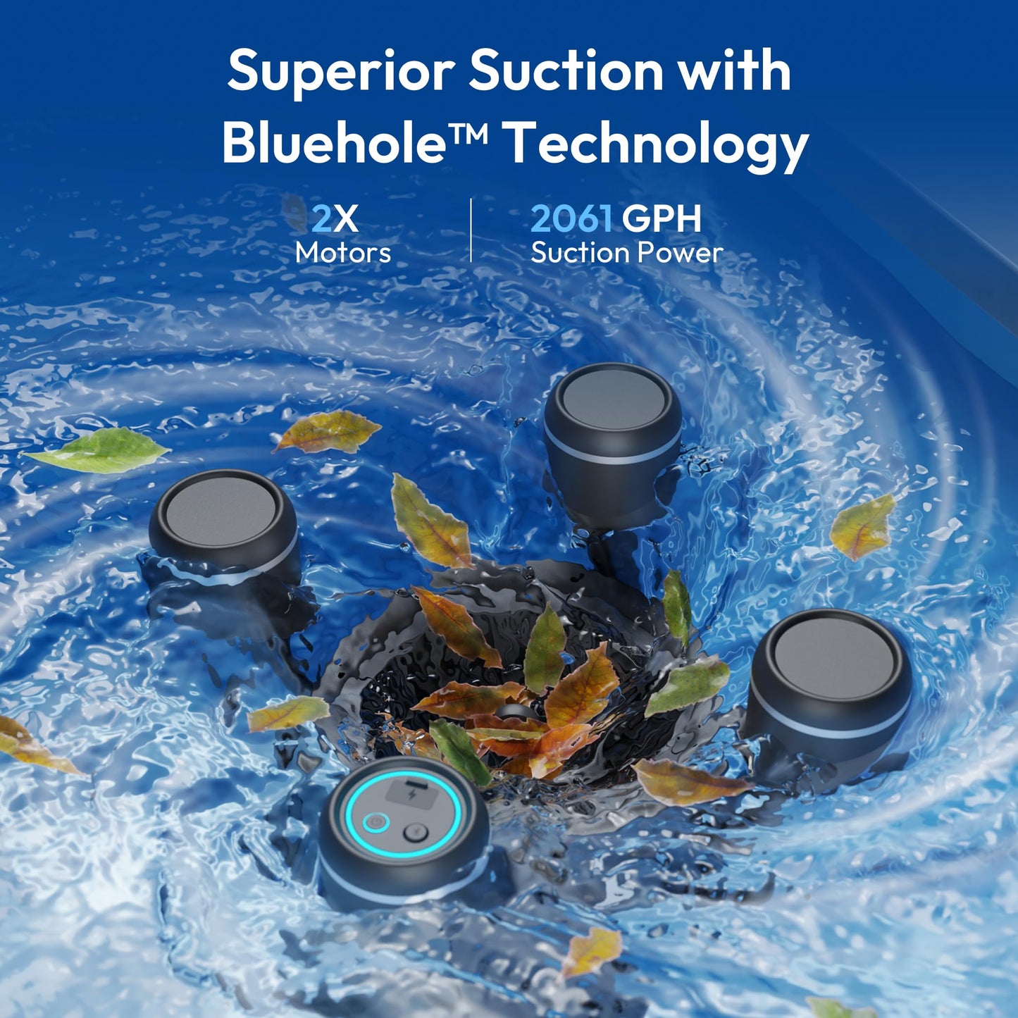 BUBLUE F10 Robotic Surface Skimmer, Pool Cleaner with Powerful Suction, Dual Motor, 5L Filter, Dual Cleaning Modes, Smart App Control, One-Tap Docking, LED, AI Navigation, for Pools up to 538 Sq.Ft.