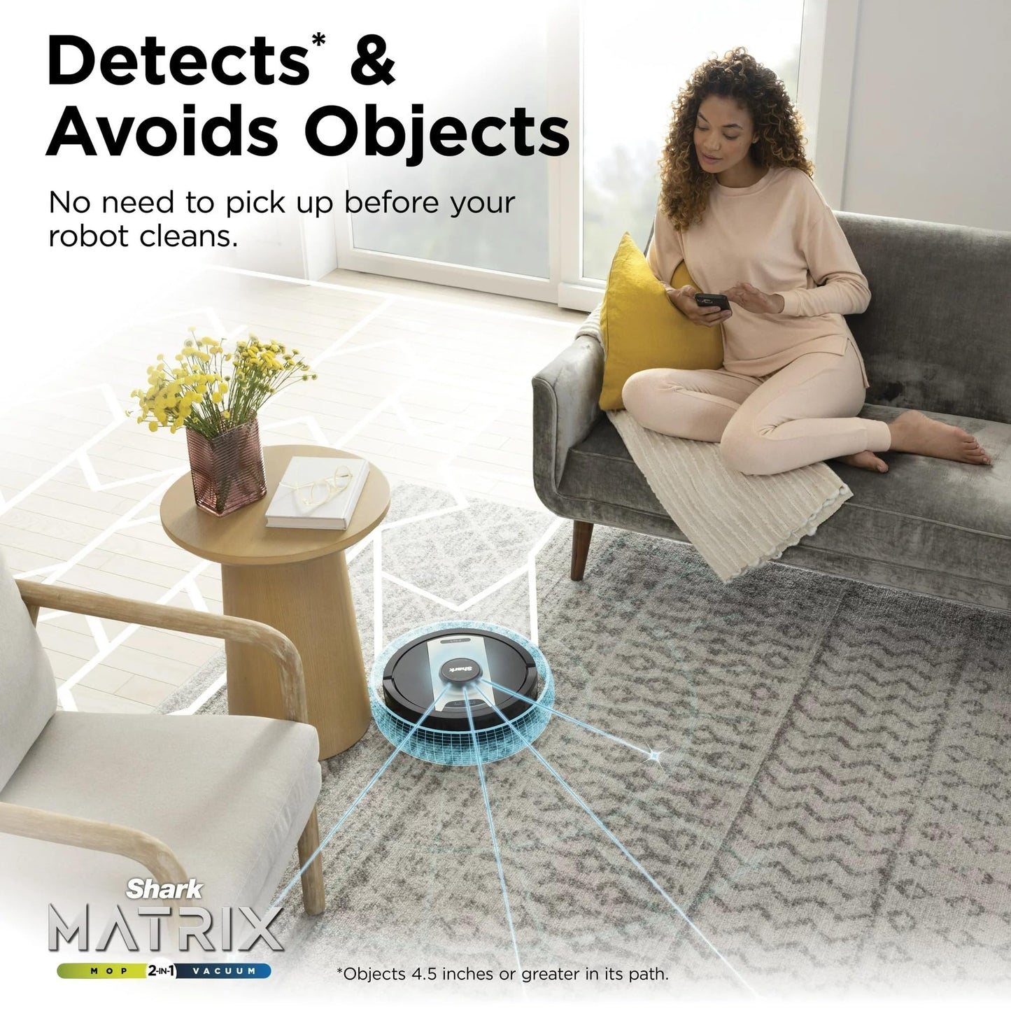 Shark RV2400WD IQ 2-in-1 Robot Vacuum & Mop with Matrix Clean & Sonic Mopping, Perfect for Pet Hair, Carpets, Hard Floors, Compatible with Alexa, Black/Silver, No Self-Empty Base (Renewed)