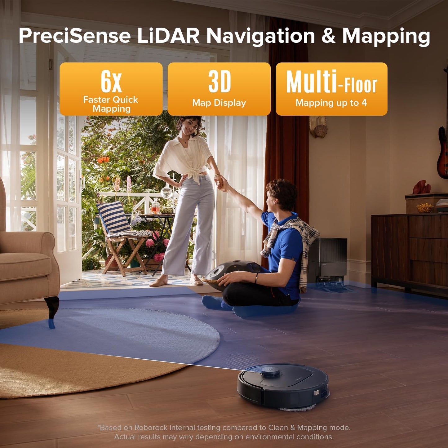 roborock QV 35S Robot Vacuum and Mop, All-in-one Vacuum Cleaner, 10,000Pa Powerful Suction, Self Emptying & Refilling, Self Mop Washing & Air Drying, Anti-Tangle Brushes for Home, Pet Hairs, Black