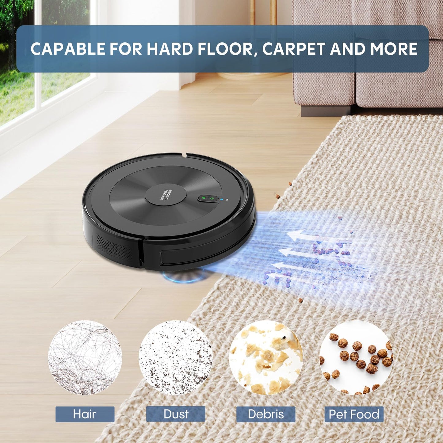 Robot Vacuum and Mop Combo: Robotic Vacuums 120 Mins Runtime & Alexa/APP Remote Control & Schedule Cleaning & Self-Charging, Slim Robot Vacuum Cleaner for Home Hard Floor, Low-Pile Carpet, Pet Hair
