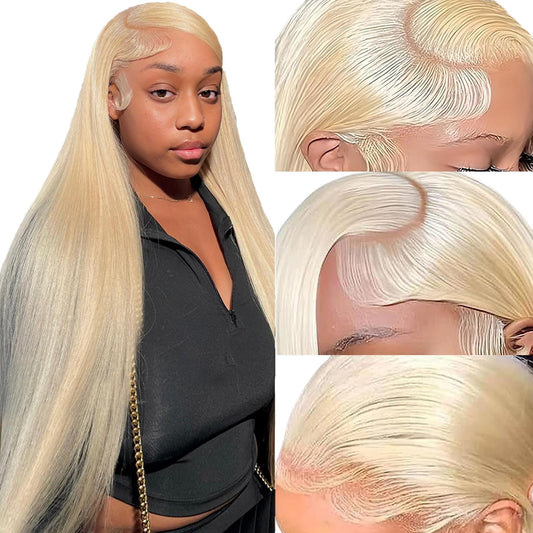 Blonde Lace Front Wigs Human Hair, 26Inch 13X4 Blonde Wig Human Hair, 613 Lace Front Wig Human Hair, 100% Human Hair Wig, 180% D