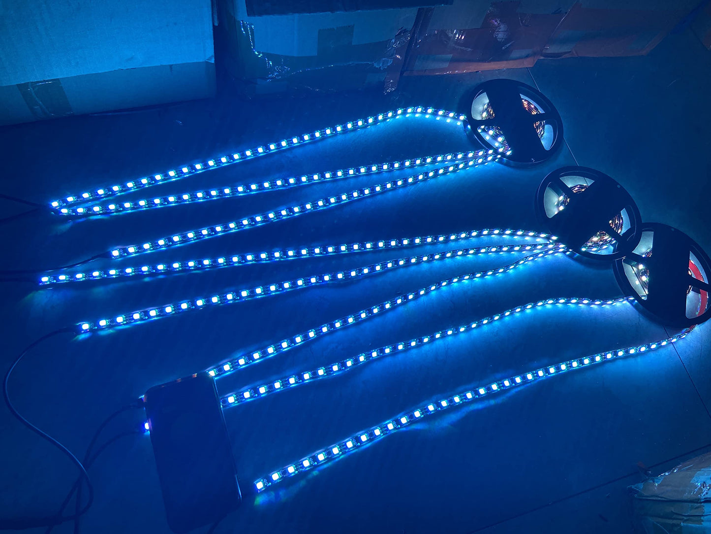 8PCS 4FT Full Tinted LED Black Out PCB Smoked Chasing + RGB Multi-Color + Solid Color Light Strips for Polaris Slingshot Hood Lights Car Truck Front Grille Ryker Spyder APP+RF