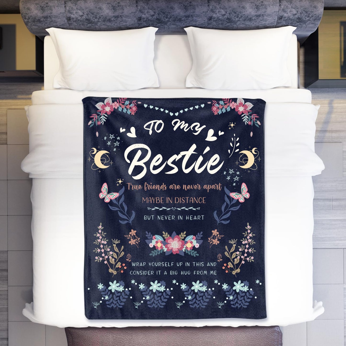 Bestie Gifts for Women on Christmas - Best Friend Blanket Gift 60 x 50 Inch - Bestie Gift, Best Friend Happy Birthday Gifts - Friendship Flannel Throw Blanket Thinking of You Far Away Gifts