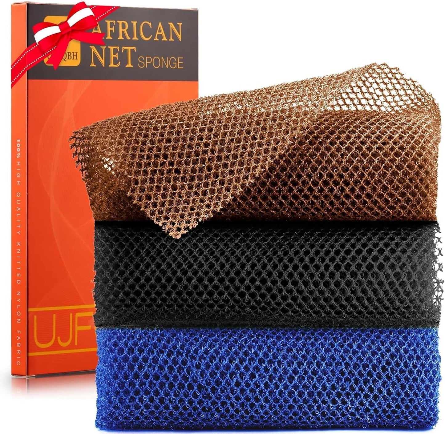 3-Piece African Exfoliating Net Bath Sponge Set | Skin Smoother | Daily Use