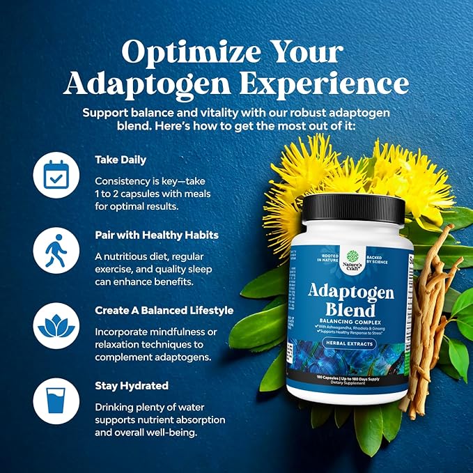 Herbal Adaptogen Mood Support Supplement - Calming Adaptogens Supplement for Stress & Cortisol Management with Ashwagandha Rhodiola Rosea & Maca Root - Vegan Non GMO & Daytime Friendly -180ct