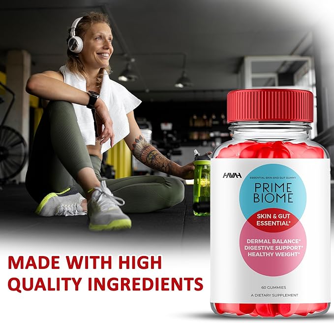 (3 Pack) Prime Biome Gummies PrimeBiome Skin & Gut Support Gummy Formula, PrimeBiome Overall Health & Wellness Vitamin B12 B6 Folic Acid Support Supplement, Prime Biome Advanced Formula (180 Gummies)