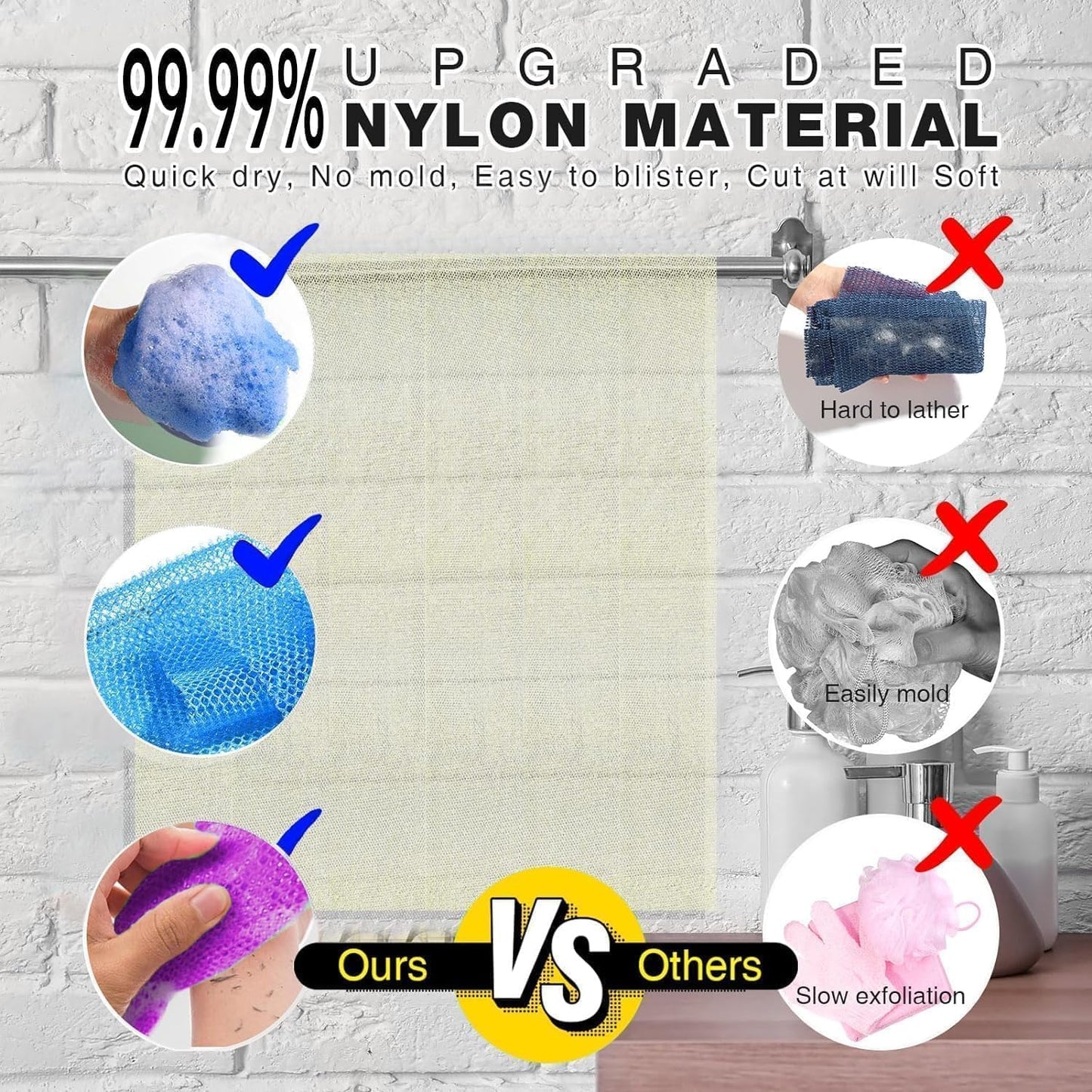 3-Piece African Exfoliating Shower Set | Bright Colors for Smooth Skin