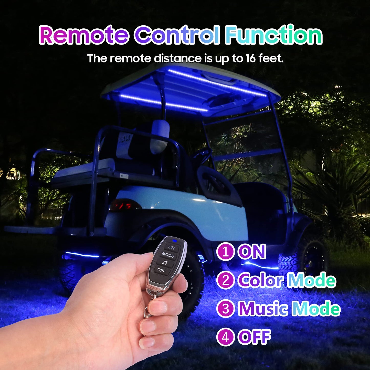 10L0L 6PCS Golf Cart Underbody Light Kit with Canopy Lights, Underglow LED Strip for Yamaha EZGO Club Car, 24 Modes Multicolor RGB Music Sync IP67 Waterproof