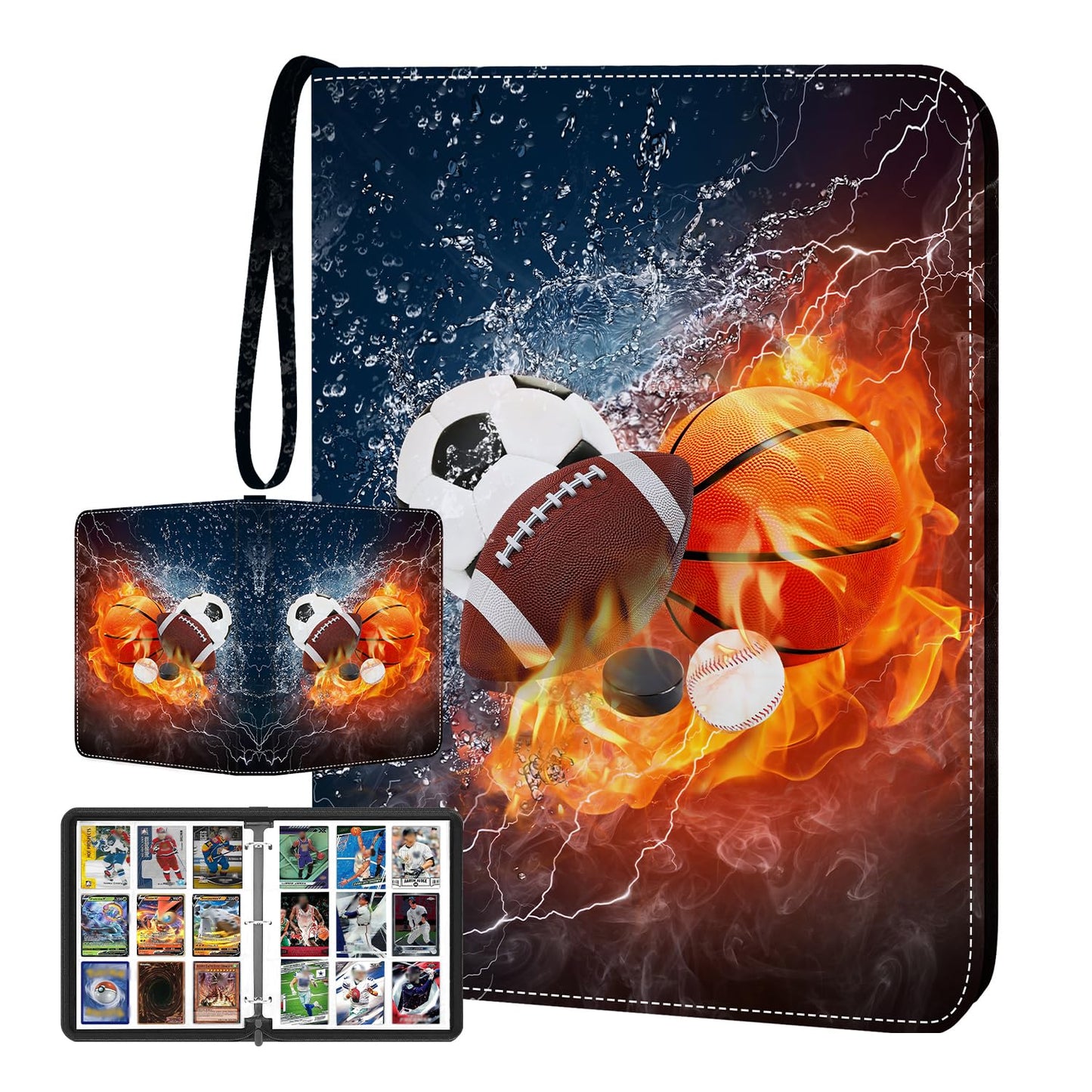 HESPLUS Sports Card Binder 9 Pocket Trading Card Binder 900 Pockets Double Sided Pockets Football Card Binder for Baseball Basketball Hockey Card Game Card and Other TCG Collection Storage Album